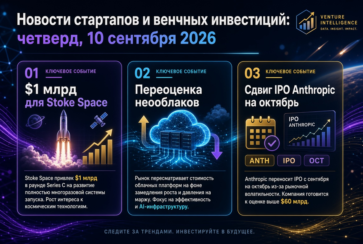 Nachrichten über Startups und Venture Capital: Donnerstag, 10. September 2026 — 1 Milliarde für Stoke Space, Neubewertung der Neoblouds und Verschiebung des IPO von Anthropic auf Oktober