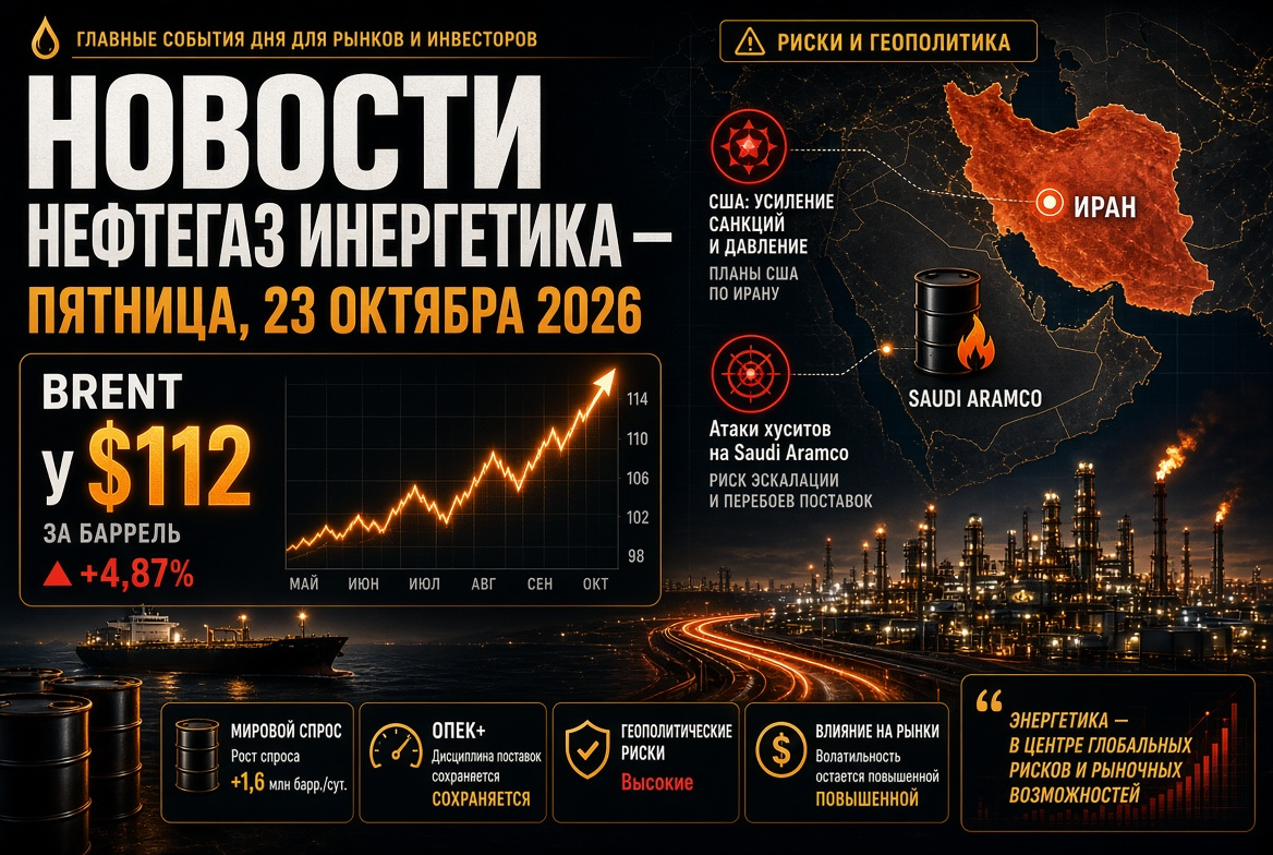 Öl- und Gasnachrichten – Freitag, 23. Oktober 2026: Brent bei 112 USD aufgrund der US-Pläne zu Iran und den Angriffen der Huthis auf Saudi Aramco
