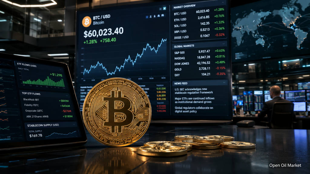 Kryptowährungsmarkt 29. Juni 2026: Bitcoin, ETFs, Stablecoins und die Top-10 digitalen Vermögenswerte.