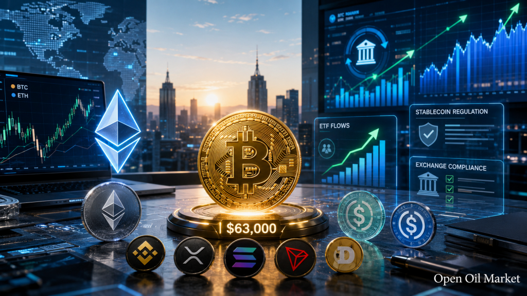 Kryptowährungsmarkt am 10. Juli 2026: Bitcoin um 63.000 $, Ethereum, Top 10 Kryptowährungen, ETF und Stablecoins