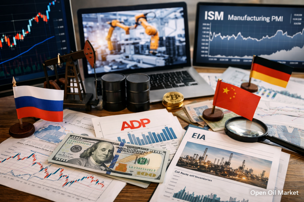 Wirtschaftliche Ereignisse und Unternehmensberichte — Mittwoch, 1. April 2026: globaler PMI, ADP USA, Einzelhandelsumsätze und Ölvorräte