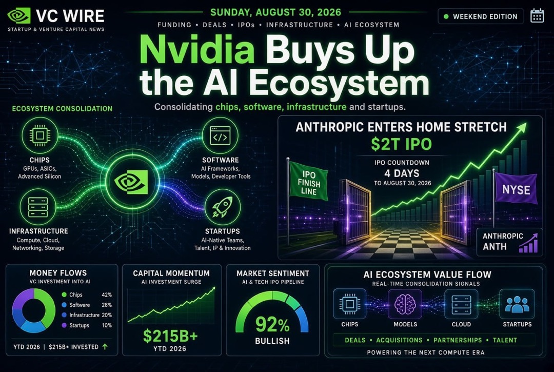 Neuigkeiten über Startups und Risikokapitalfinanzierungen - Sonntag, 30. August 2026: Nvidia kauft AI-Ökosystem, Anthropic steht vor dem IPO von 2 Billionen USD