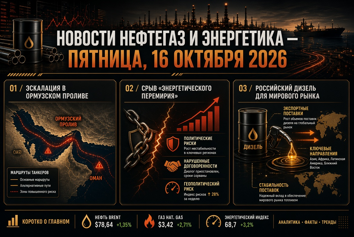 Nachrichten über Öl & Gas und Energie – Freitag, 16. Oktober 2026: Eskalation im Persischen Golf, Bruch des „Energie-Waffenstillstands“ und russischer Diesel für den Weltmarkt