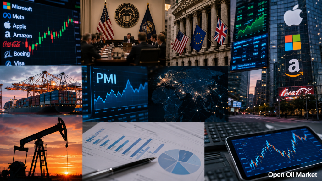 Investorenkalender 27–31 Juli 2026 — Fed-Leitzins, BIP der USA und Eurozone, PCE-Inflation, Bank von England, PMI China, OPEC+ und Berichterstattung von Unternehmen S&P 500, Euro Stoxx 50, Nikkei 225, MOEX