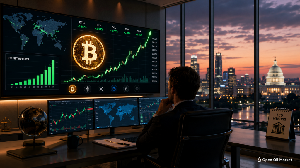 Bitcoin steigt unter dem Einfluss von ETF-Strömen und den Erwartungen der Federal Reserve, globaler Kryptomarkt am 16. Juni 2026